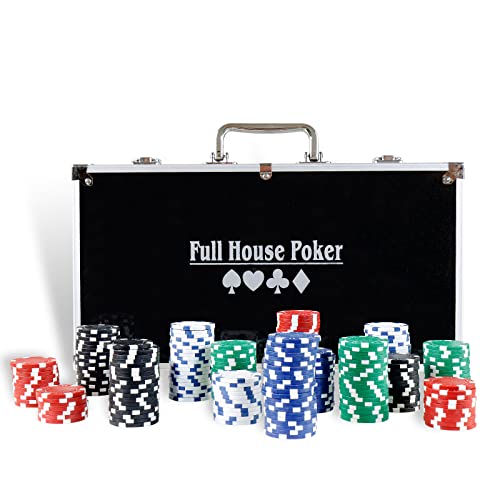 CCLIFE Pokerset Profi 300 500 600 PCS Pokerspiel inkl. Pokerkoffer Pokerdecks Dealer Button Poker Set Pokerchips Tischauflage Spielmatte