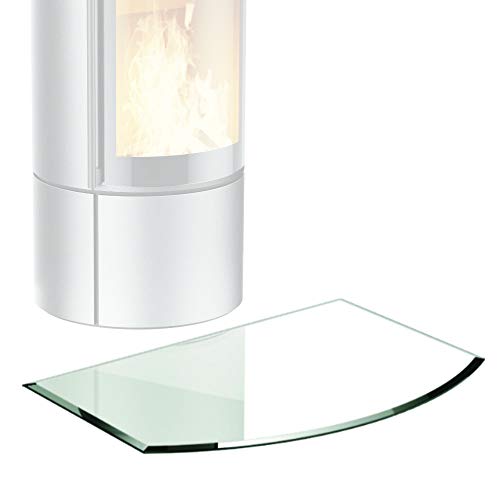 bijon® Glasplatte für Kaminofen Segmentbogen mit Dichtlippe Glasbodenplatte - Funkenschutzplatte Glas | Kamin Hitzeschutz | 65 x 110 cm – 8 mm ESG Kamin-Bodenplatte