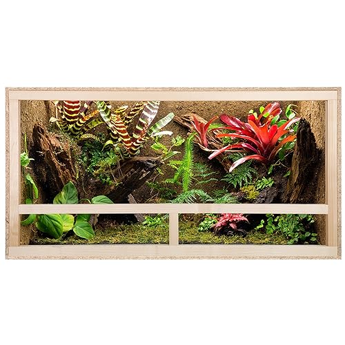 ECOZONE Holz Terrarium mit Seitenbelüftung 100 x 60 x 60cm - Holzterrarium aus OSB Platten - für Schlangen, Reptilien & Amphibien