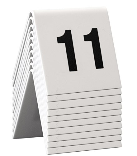 Securit Tischnummernset 11-20. Weißes Acryl mit schwarzer Schrift (10er Set)