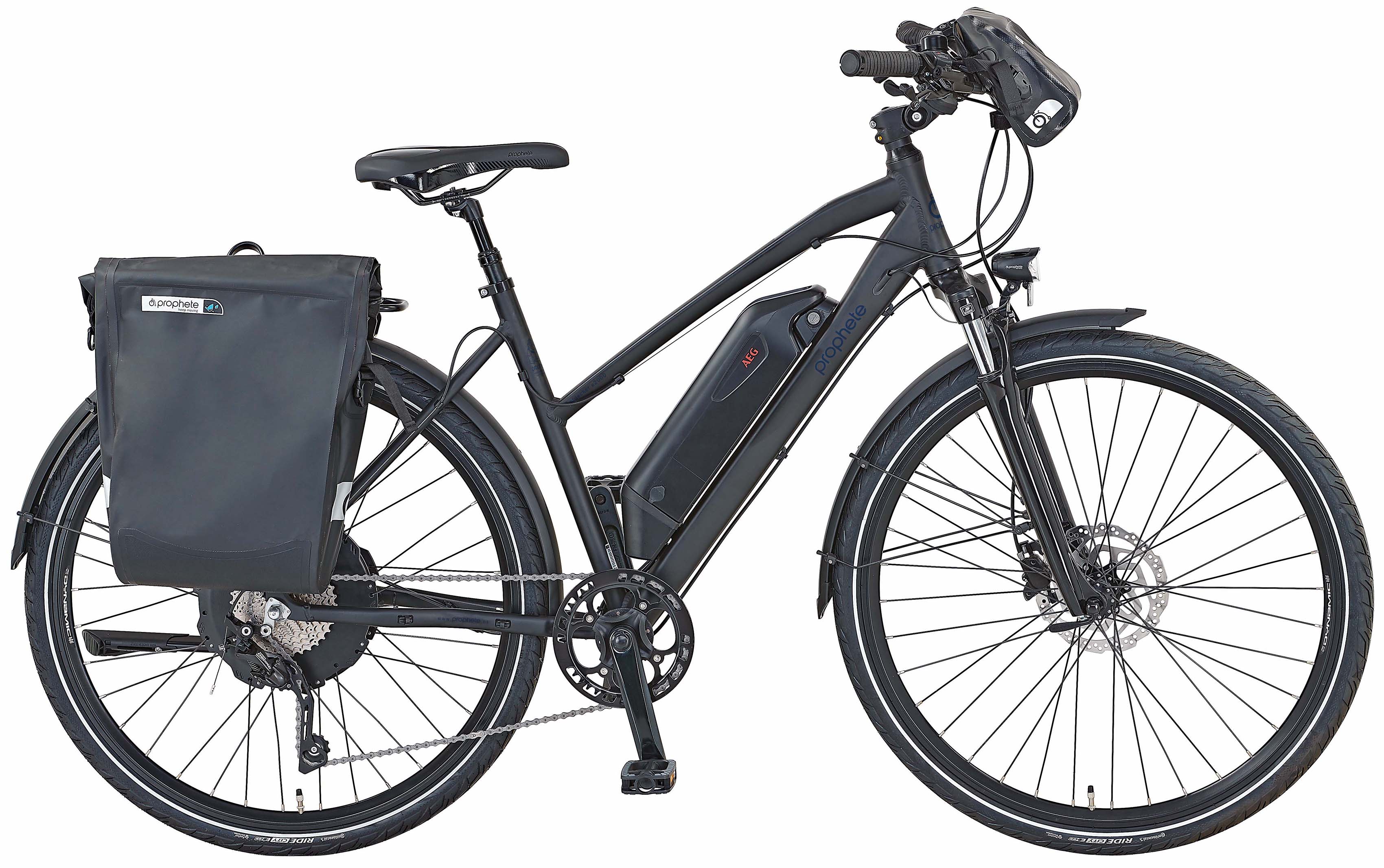 Prophete E-Bike "Entdecker e2000", 10 Gang, Shimano, Deore, Heckmotor 250 W, (mit Lenkertasche-mit Seitentasche)