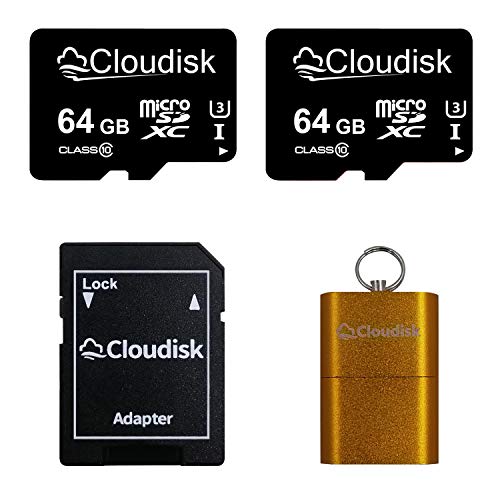 Cloudisk 2Pack Micro SD-Karte MicroSD-Speicherkarte mit SD-Kartenadapter (2Pack 64GB)