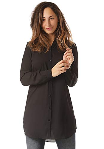 Vila Clothes Damen VILUCY Button L/S Tunic - NOOS Bluse, Black, 44