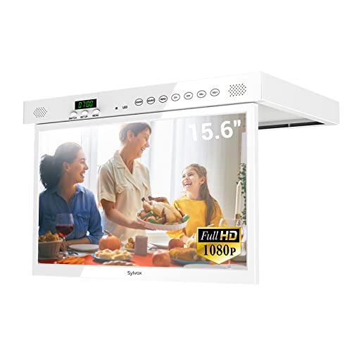 SYLVOX 15,6 Zoll Fernseher Full HD Küchenfernseher Android Smart TV,DVB-T2/S2 HDMI，Zeitfunktion ，360°freie Rotation Bildschirmklappe 90° Unterstützung von WiFi-Verbindungen,Fernseher für die Küche