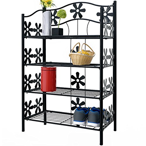 Deuba Metallregal Bücherregal Wandregal Standregal Höhe 90cm 4 Böden Deko Blumen Eisenregal Badregal Blumenregal