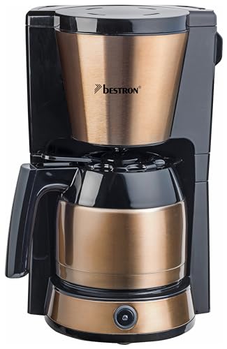 Bestron Kaffeemaschine mit Thermokanne, 8 Tassen, 900 W, Edelstahl in Kupfer -Optik