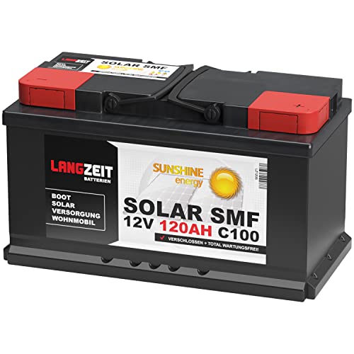 Solarbatterie 120Ah 12V Versorgungsbatterie Wohnmobil Batterie Boot Solar SMF total wartungsfrei 100Ah