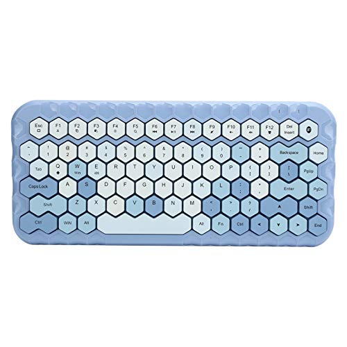Drahtlose Tastatur, Bluetooth-Tastatur mit 83 Tasten, Unterstützung mehrerer Systemgeräte, kombinierte Multimedia-Tasten, stabile Bluetooth-Verbindung(Blau)