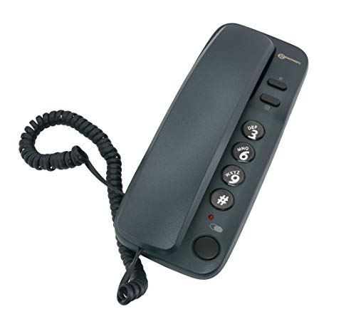 Geemarc Marbella Telefon mit Schnur, Gondel-Stil, mit großen Tasten, Stummschaltfunktion und visueller Ringanzeige, zur Wandmontage, UK-Version, Metallic-Blau