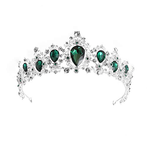 Frcolor Tiara Krone für Frauen, Strass Königin Kronen Hochzeit Tiaras Kronen Stirnband (grün)