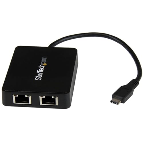 StarTech.com USB-C auf Dual-Gigabit Ethernet Adapter mit USB (Typ-A) Anschluss, USB Type-C Gigabit Netzwerk Adapter