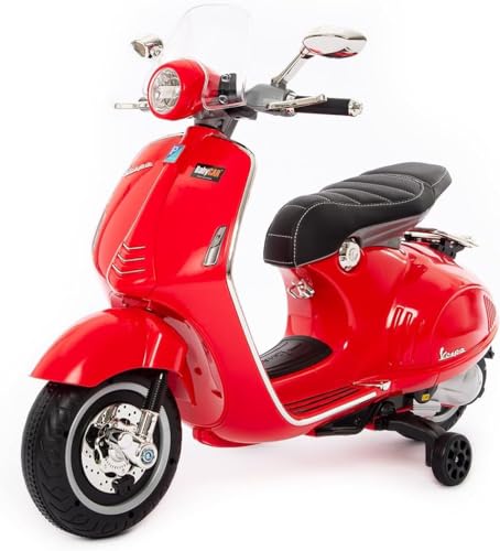 Motorrad für Kinder Vespa 946 (Rot) mit MP3-Leuchten und Sounds, offiziell lizenziert