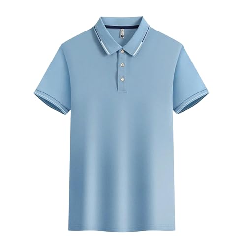 OTBEHUWJ T-Shirt Shirt Herren Sommer Herren Kurzarm Polo Shirt Herrengeschäft Casual Polo Shirt-Hellblau-4Xl