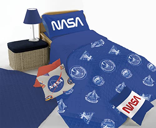 NASA Tagesdecke für Einzelbett, gesteppt, 170 x 260 cm, Baumwolle, offizielles Produkt