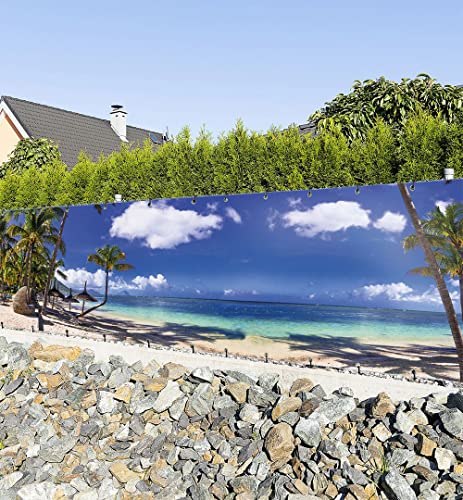 MyMaxxi Balkon Sichtschutz | Beach 03 3 x 1,5m | Abdeckung für Terasse Balkon | Windschutz Sonnenschutz Blickdicht | Balkonverkleidung wetterfest Sichtschutz Zaun | Verkleidung