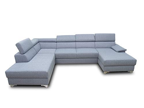 DOMO Collection Niria Wohnlandschaft | Eckcouch mit Rückenfunktion | Sofa U Form Couch, großes Ecksofa, grau, 167x337x230 cm