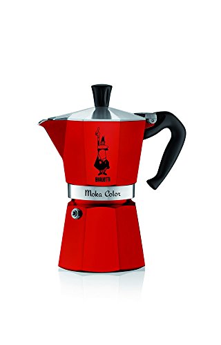Bialetti 0002033/MR Moka Color Espressokocher für 6 Tassen, Aluminium 6 Tassen rot