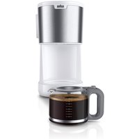 Braun PurShine KF 1500 WH Kaffeemaschine - Filterkaffeemaschine mit Glaskanne für bis zu 10 Tassen, OptiBrew-System, Automatische Abschaltung, 1000 Watt, Weiß