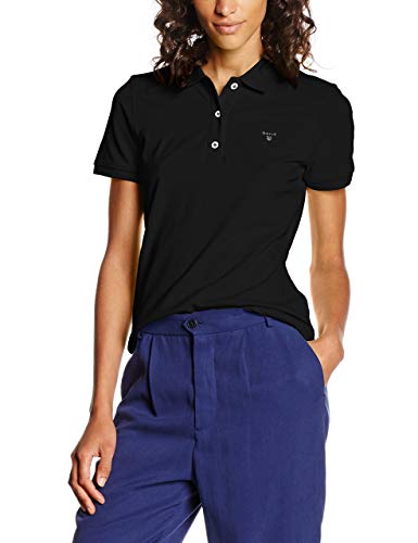 GANT Damen The Summer Pique Poloshirt, Schwarz (Black 5), Large