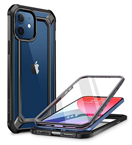 SUPCASE Transparent Hülle für iPhone 12 mini (5.4") Handyhülle 360 Grad Case Bumper Schutzhülle Cover [EXO Pro] mit Displayschutz 2020, Schwarz