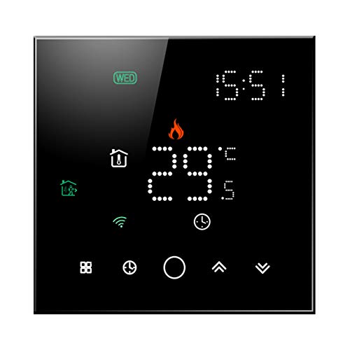 Qiumi Smart WiFi Thermostat Programmierbarer Wasserthermostat LCD Bildschirm Kompatibel mit Alexa Google Home, LED-Matrix-Lichtanzeige schützt Ihre Augen, 5A 95~240 V AC