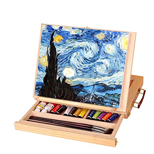 Faltbare Staffelei, verstellbare Faltbare Künstler Staffelei Zeichnung Gemälde Tragbare Tisch Staffelei Box mit Schublade