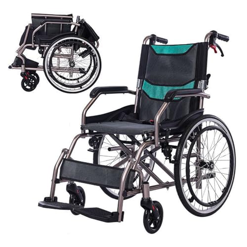 Rollstuhl Faltbar Leicht Reiserollstuhl,Rollstühle mit Selbstantrieb,Transport-Rollstuhl aus Aluminium,Wiegt Nach dem Zusammenklappen nur 10 kg(Style A)