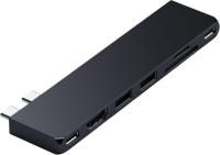 Satechi USB-C Hub Multiport Adapter Pro Slim, 7 in 1 Dongle – Für MacBook Pro/Air M2 mit USB 4 Port, 4K HDMI Auflösung, USB3.2 Gen 2, SD/TF Kartenleser und 100W USB-C PD (Mitternacht)