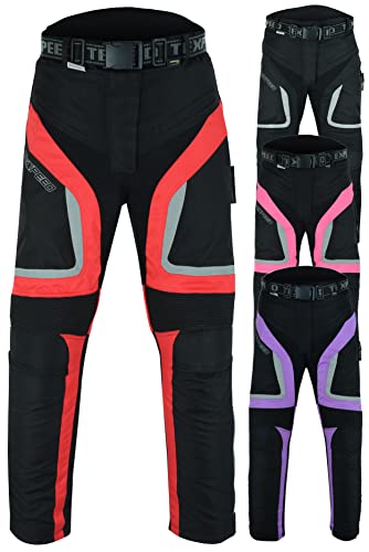 TEXPEED Motorradhose Damen Mit Protektoren - Wasserdicht Motorroller Textil Für Sommer oder Winter - CE Zertifiziert Rüstung (EN 1621-1) Rot - S Taille/Regulär Bein