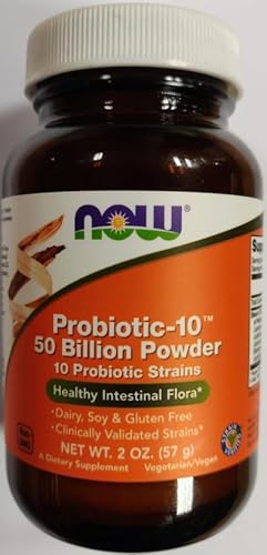 Now Supplements Probio-10, 10 Bakterienstämme, 50 Milliarden Bakterienkulturen, 57 g veganes Pulver, laborgeprüft, sojafrei, vegetarisch, glutenfrei, gentechnikfrei