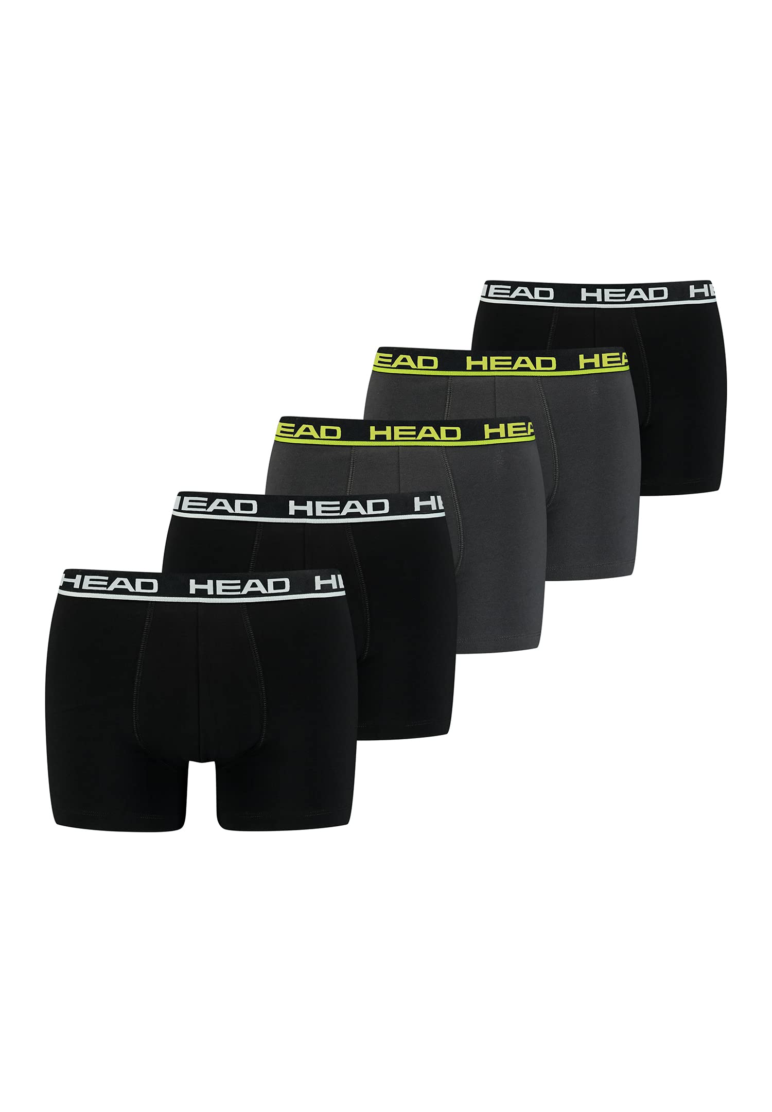 HEAD Herren Men's Basic Boxers Boxer Shorts 5 er Pack , Farbe:Black / Phantom, Bekleidungsgröße:XL