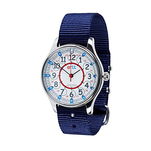 EasyRead Time Teacher WERW-RB-24-NB Armbanduhr mit rot-blauem Zifferblatt, 24 Stunden wasserdicht, Marineblau