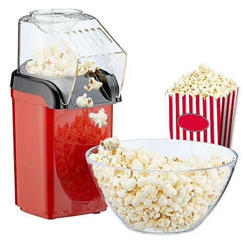 Popcornmaschine Popcorn Maker für Zuhause | leistungsstarke fettfreie schnelle Zubereitung mit Heißluft | 1200W | inkl Messbecher