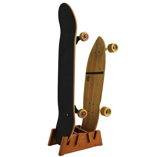 COR Surf Skateboard Floor Stand for Two Boards | Premium Bamboo Skateboard Floor Display Stand by