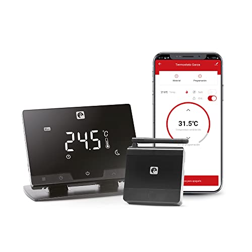 Garza 401267 Smart-Thermostat Smart WiFi für Heizung und Heizung, Touch- und Programmierbar, Sprachsteuerung und App, Alexa, iOS, Google, Android, Schwarz