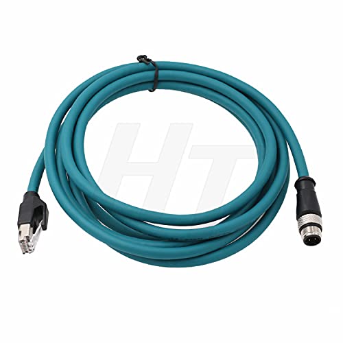HangTon Industrial Machinery M12 4-Pin D-Code RJ45 Ethernet-Stromkabel, geschirmtes High Flex wasserdichtes Netzwerkkabel (3 m)