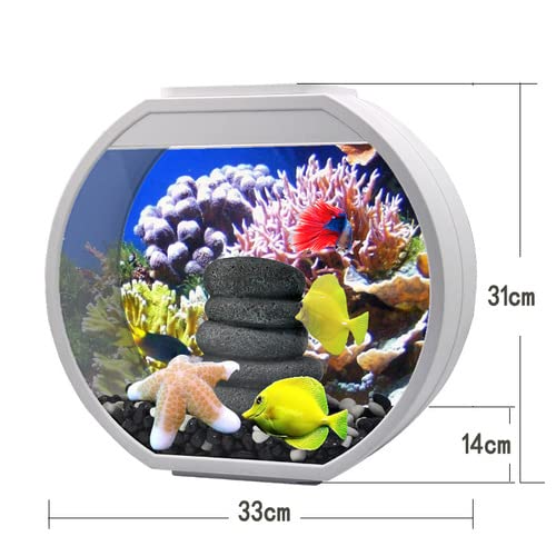 Aquarium Mode Kreative Fischtank Dekoration Wohnzimmer Büro des Desktops Kleines Rundglas ökologische faulfreie Änderung Aquarium Aquarien (Color : Wit)