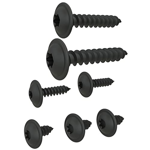 Blechschrauben Flachkopf mit Scheibe TORX schwarz verzinkt DIN 7049 Auswahl: 4,8 x 32 mm, 100 Stück