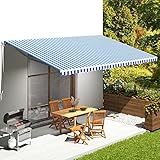 Markisenbespannung Blau und Weiß 6x3,5 m UV-Schutz, wasserdicht, Sonnenschutz,Geeignet für Balkon Terrasse Balkon Markise UV- und Witterungsbeständig