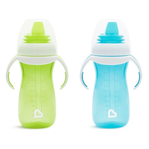 Munchkin sanfter Übergangsbecher Sippy Cup mit Deckel für Kleinkinder & Babys, auslaufsicher, BPA-frei, 296 ml, blau/grün, 2er-Pack, ab 9 Monaten