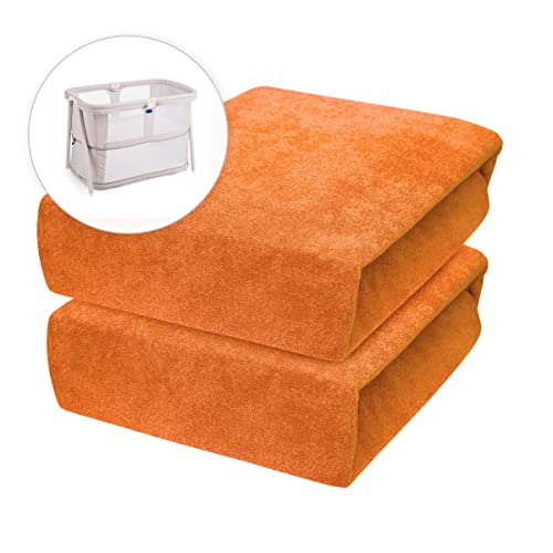 2 x Baby Comfort Frottee Spannbettlaken für 95 x 65 cm Reisebett Matratze (orange)