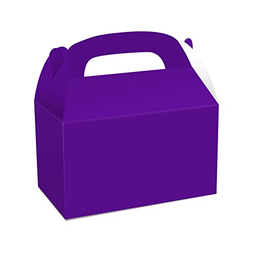 JOUSE 48er-Pack Weiße Leckerli-Giebelpapier-Geschenkboxen, Teilesatz für Geburtstagsfeiern, 6 X 3,5 X 3,5, Lila