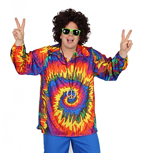 Foxxeo 40129 | Cooles 70er 80er Jahre Batikhemd Hippie Hemd für Erwachsene Karneval Fasching Party Gr. M - XXL, Größe:XXL