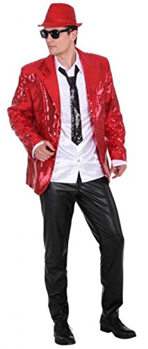 Pailletten Show Jacket rot, Erwachsenen-Größe:52/54