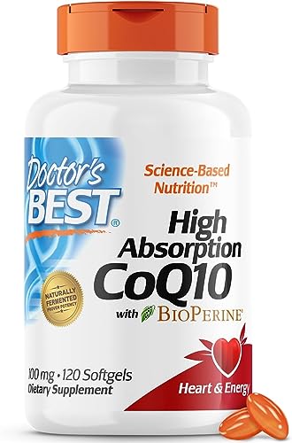 Dr's Best | Hohe Absorption CoQ10 mit BioPerine | 120 Weichkapseln | 100mg | Pflanzlich | CoQ10