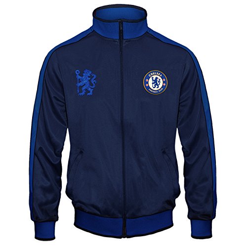 FC Chelsea Herren Retro-Trainingsjacke mit Reißverschluss - Geschenk - 100% Polyester - Dunkelblau