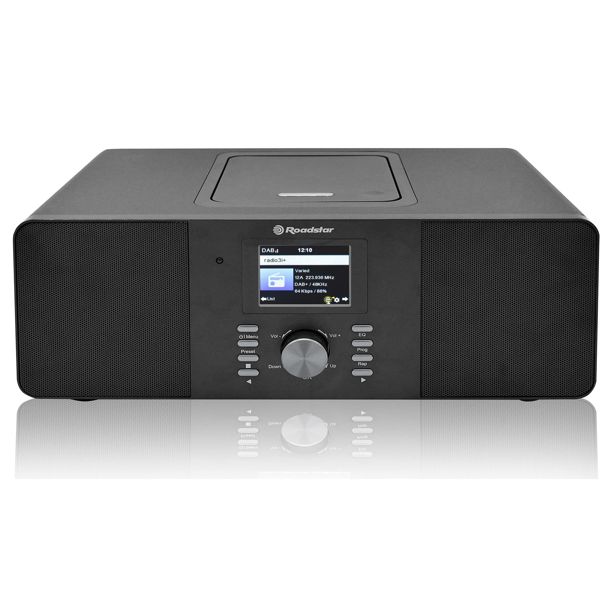 Roadstar IR-540D+BT/BK Internetradio WLAN und Digital Dab+/FM, CD-MP3-Player, Bluetooth, USB für Schnellladung, AUX IN, Fernbedienung, Kopfhöreranschluss, Schwarz