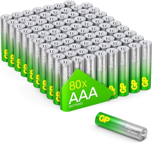 GP Batterien AAA (Micro, LR03) Super Alkaline Technologie 1,5V, Vorratspack mit 80 Stück Microzellen (8X 10er Pack)