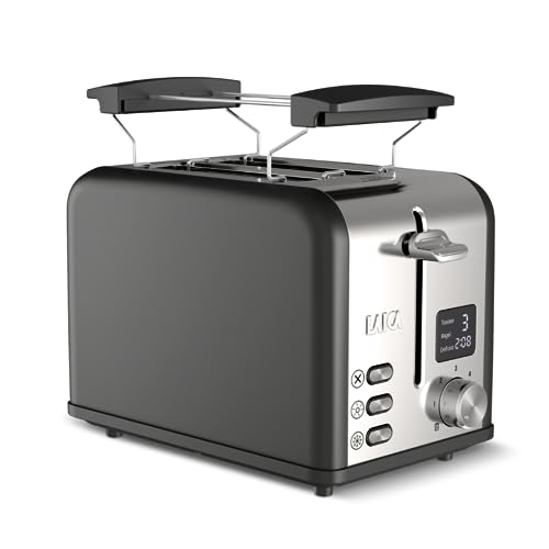 LAICA ISEO Digitaler Toaster – 2 Scheiben mit unabhängigem Hochstand und extra großen Schlitzen, Auftau- und Heizfunktionen, 6 Bräunungseinstellungen, Bagelfunktion