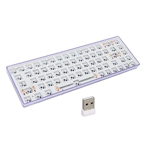 65% Benutzerdefinierte Gaming-Tastatur, 64 Tasten, Kabellos, 2,4 G/BT 5,0, Modulares DIY-mechanisches Tastatur-Kit, Hot-Swap-fähige Schalter, Barebones-Tastatur(Lila)
